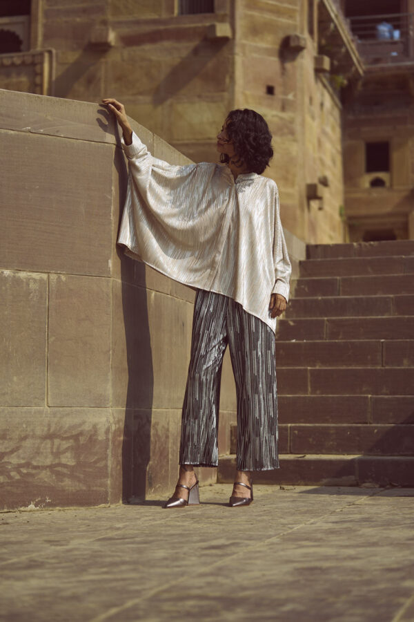 Boxy Foil Pleated Top - Image 12
