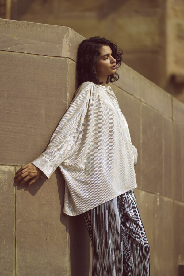 Boxy Foil Pleated Top - Image 5