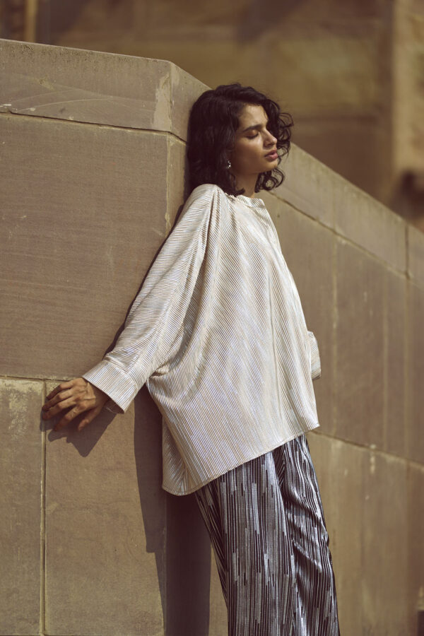 Boxy Foil Pleated Top - Image 6