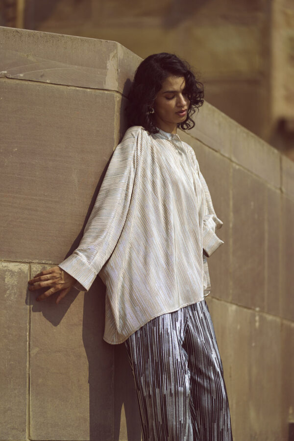 Boxy Foil Pleated Top - Image 7