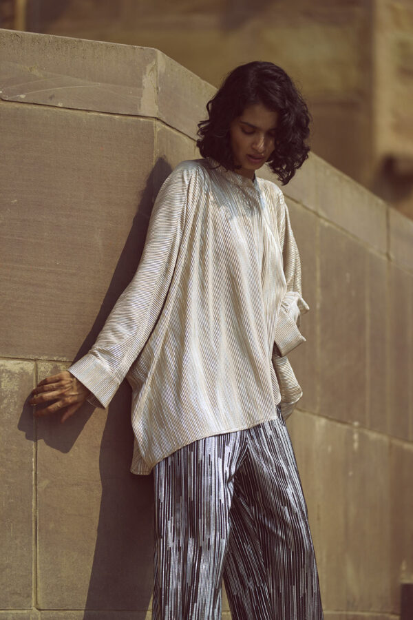 Boxy Foil Pleated Top - Image 8