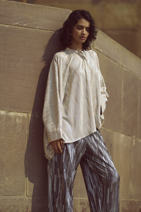 Boxy Foil Pleated Top - Image 9