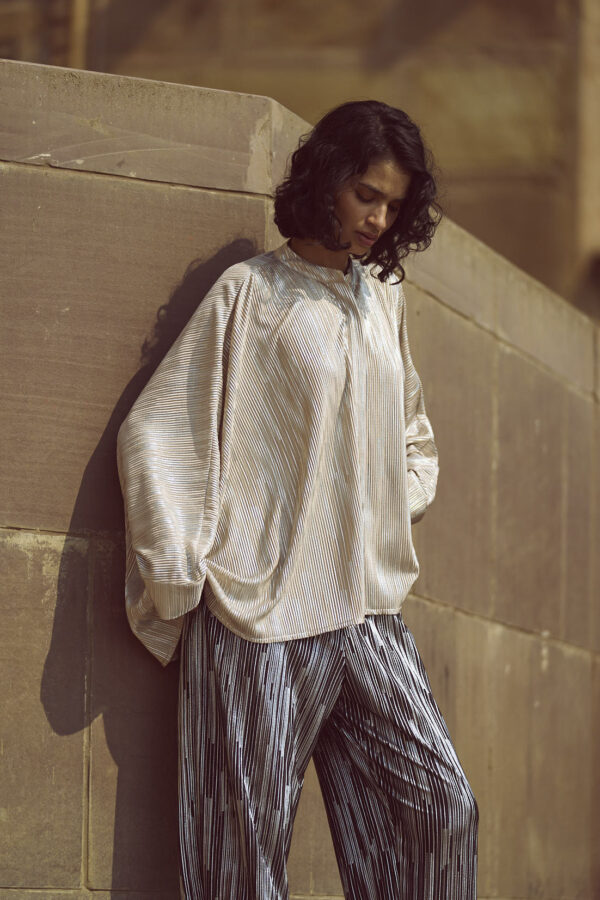 Boxy Foil Pleated Top - Image 10