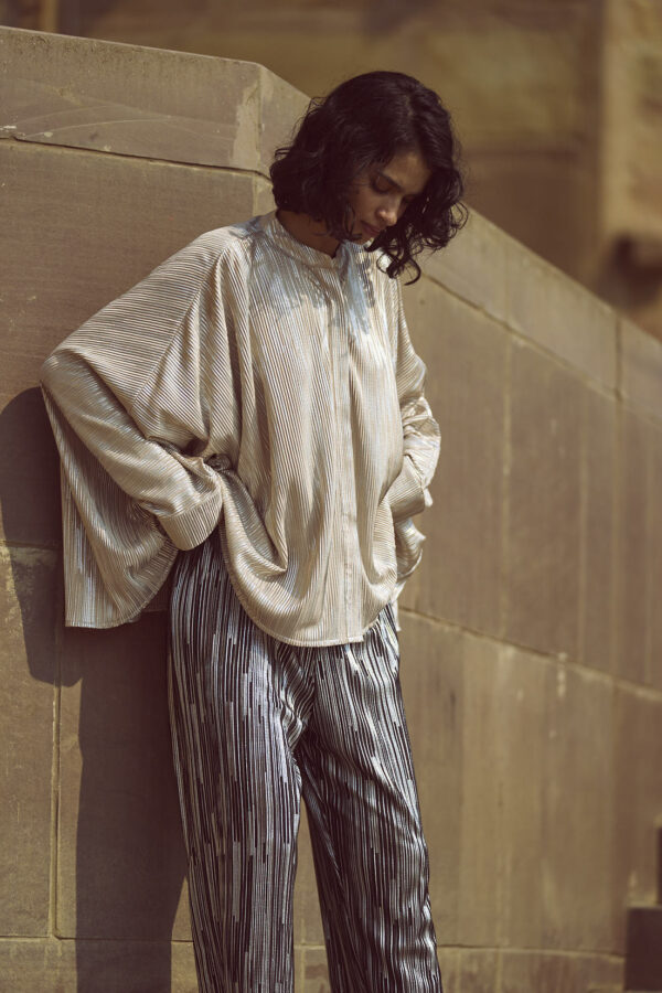 Boxy Foil Pleated Top - Image 13