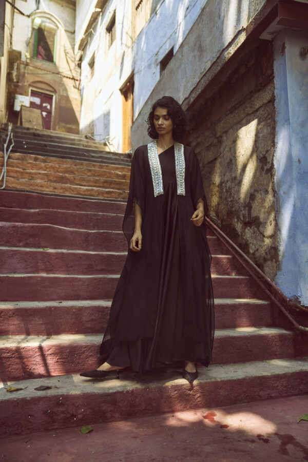 Shell Embroidered Organza Cape - Image 6