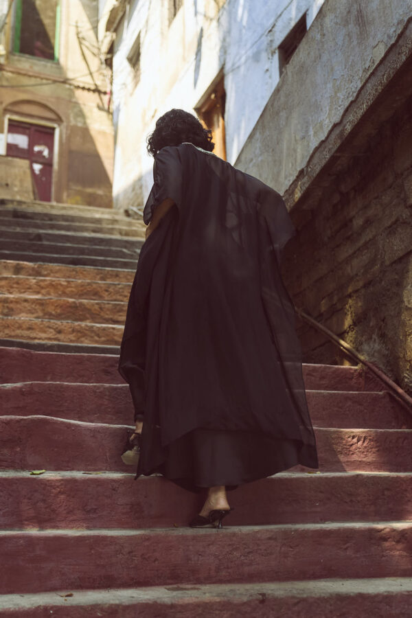 Shell Embroidered Organza Cape - Image 15