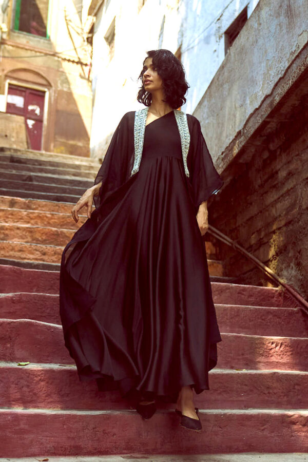 Shell Embroidered Organza Cape