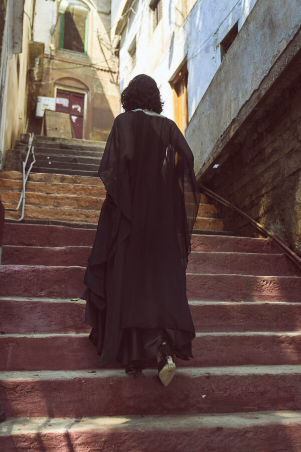 Shell Embroidered Organza Cape - Image 16