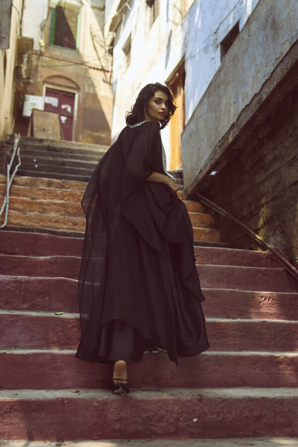Shell Embroidered Organza Cape - Image 13