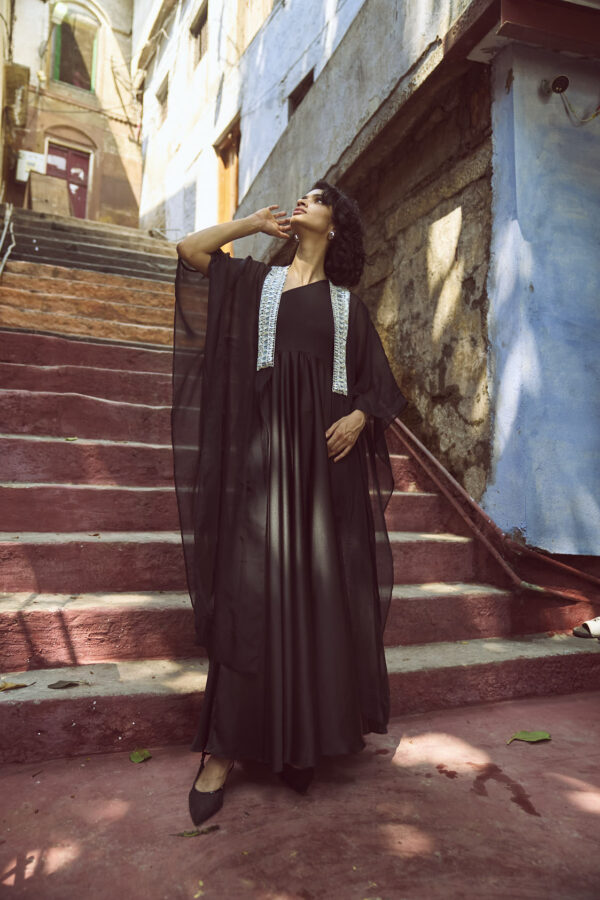 Shell Embroidered Organza Cape - Image 12