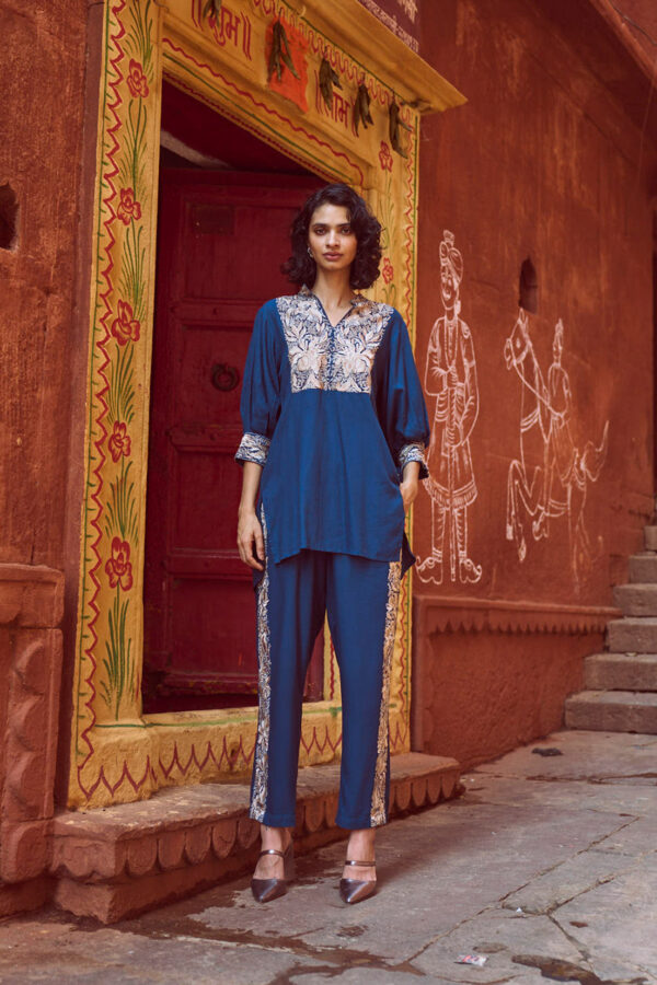 Embroidered Teal Pant Set - Image 22