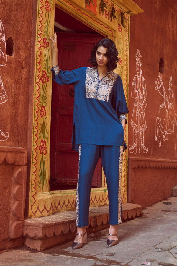 Embroidered Teal Pant Set - Image 23