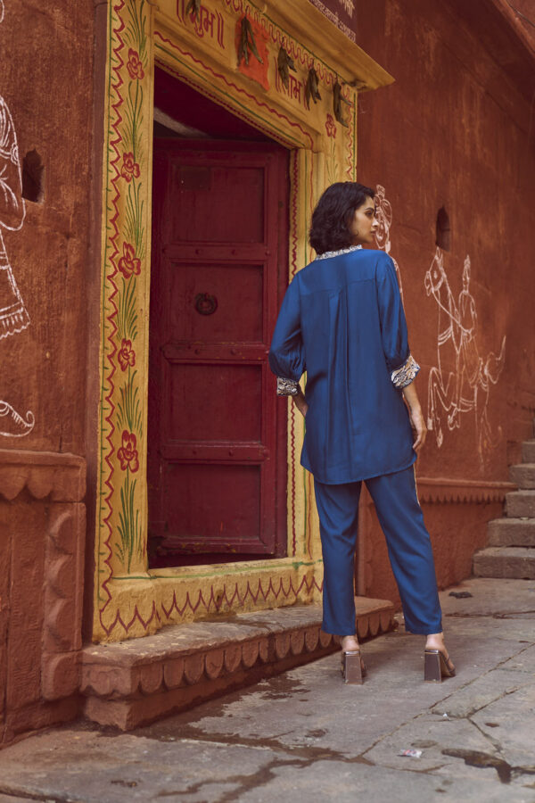 Embroidered Teal Pant Set - Image 20