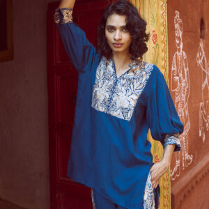 Embroidered Teal Top