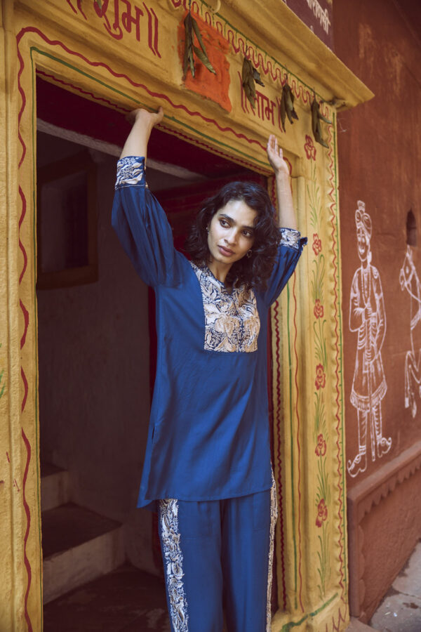 Embroidered Teal Pant Set - Image 15