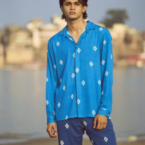 Blue Ikkat Print Shirt