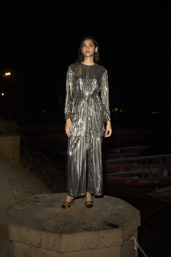Pleated Lamé Pant Set - Image 6