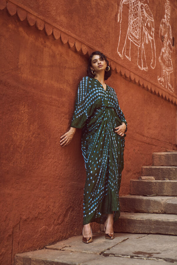 Bandhani Draped Kaftan - Image 6