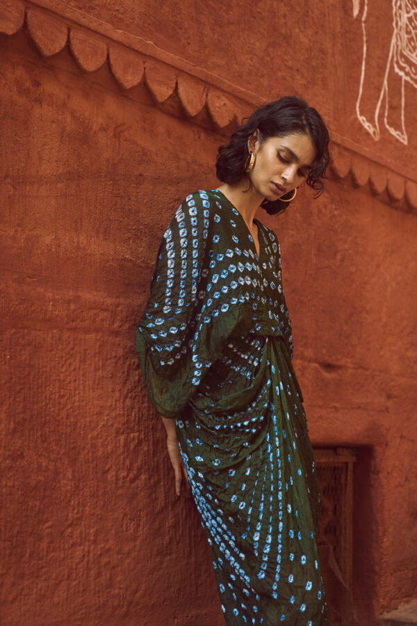 Bandhani Draped Kaftan - Image 8