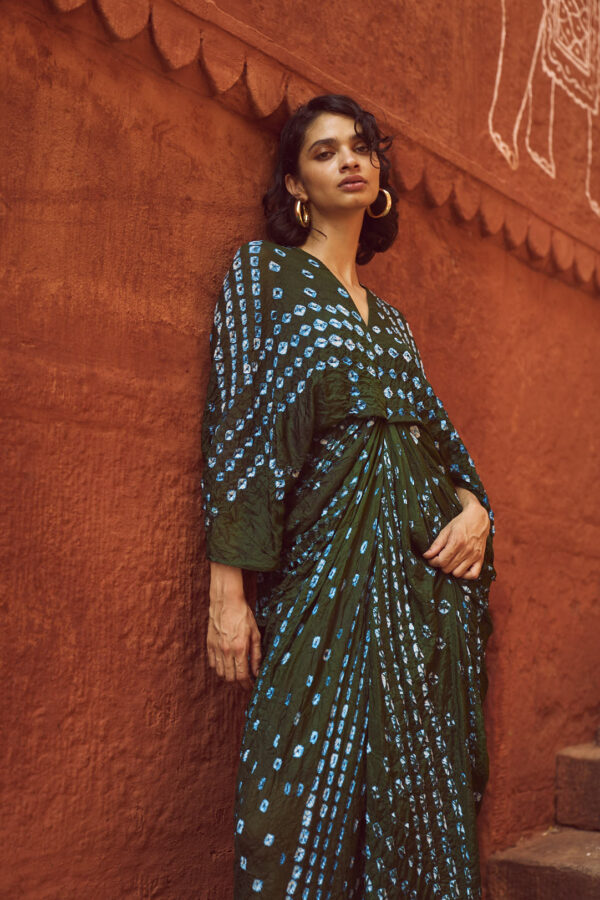 Bandhani Draped Kaftan - Image 9
