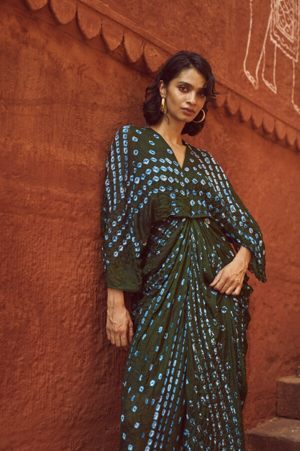 Bandhani Draped Kaftan - Image 10