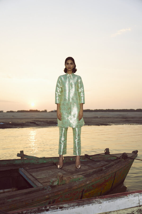 Structured Brocade Pant Set - Image 4