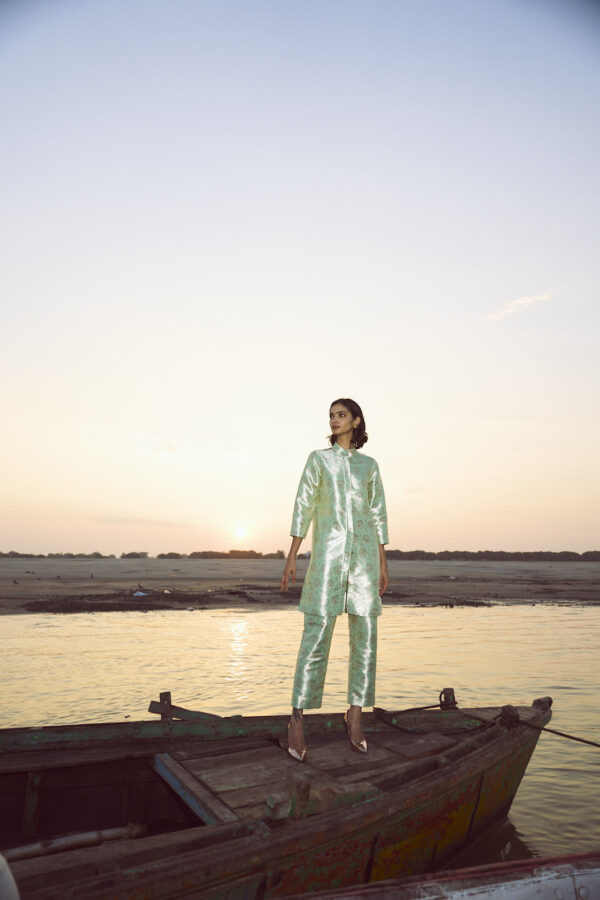 Structured Brocade Pant Set - Image 6