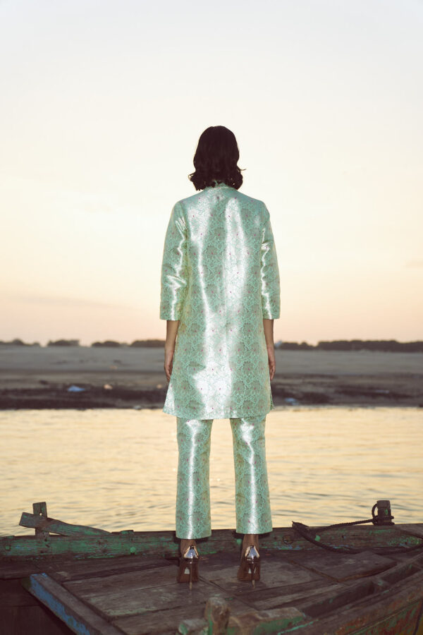 Structured Brocade Longline Top - Image 18