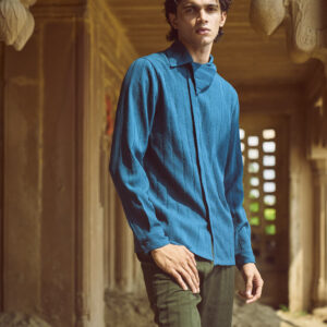 Teal Cowl Collar Shirt
