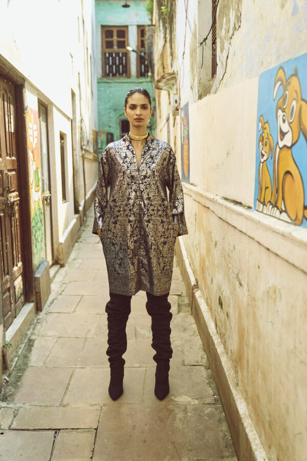 Foil Print Shirt Dress - Image 5
