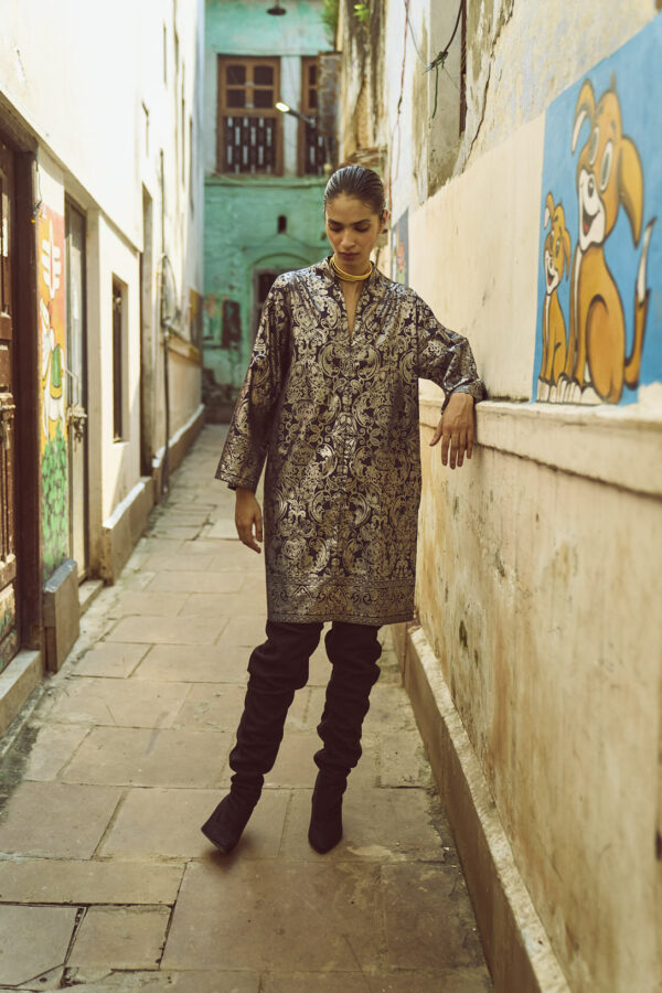 Foil Print Shirt Dress - Image 8
