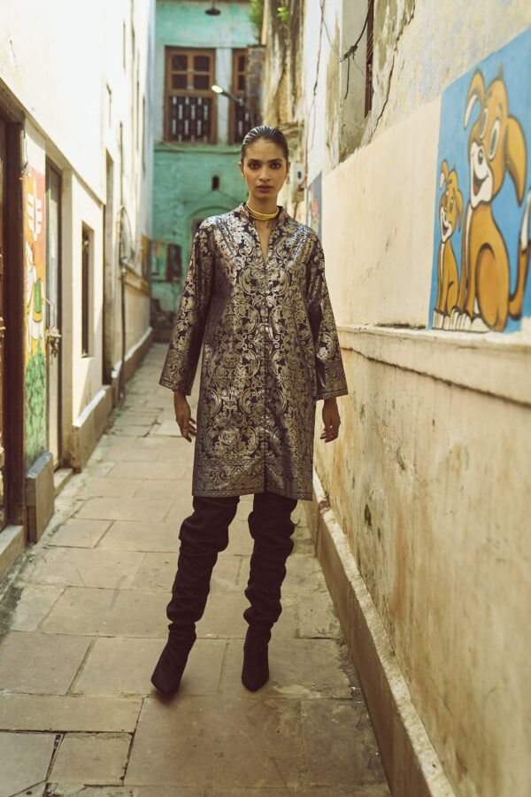 Foil Print Shirt Dress - Image 9