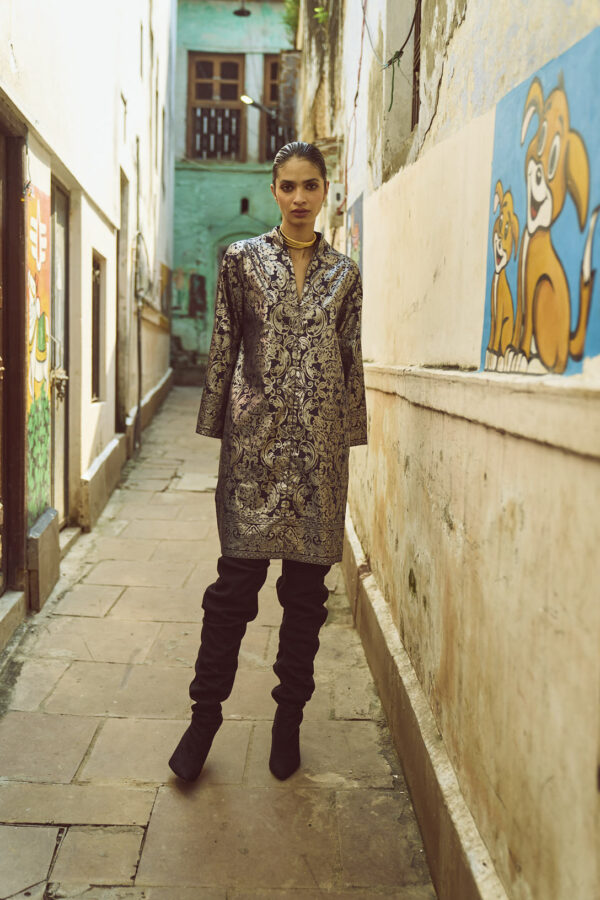 Foil Print Shirt Dress - Image 10
