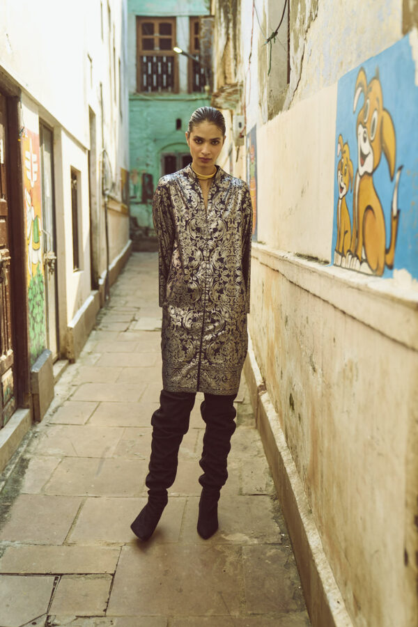 Foil Print Shirt Dress - Image 11