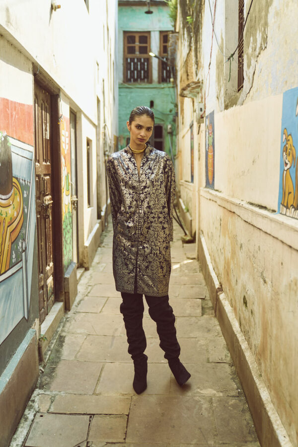 Foil Print Shirt Dress - Image 12