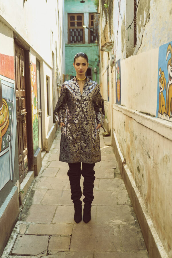 Foil Print Shirt Dress - Image 6
