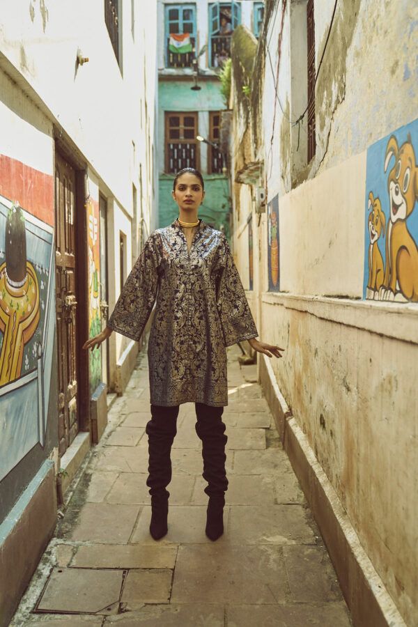 Foil Print Shirt Dress - Image 4