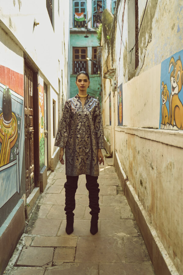 Foil Print Shirt Dress - Image 15