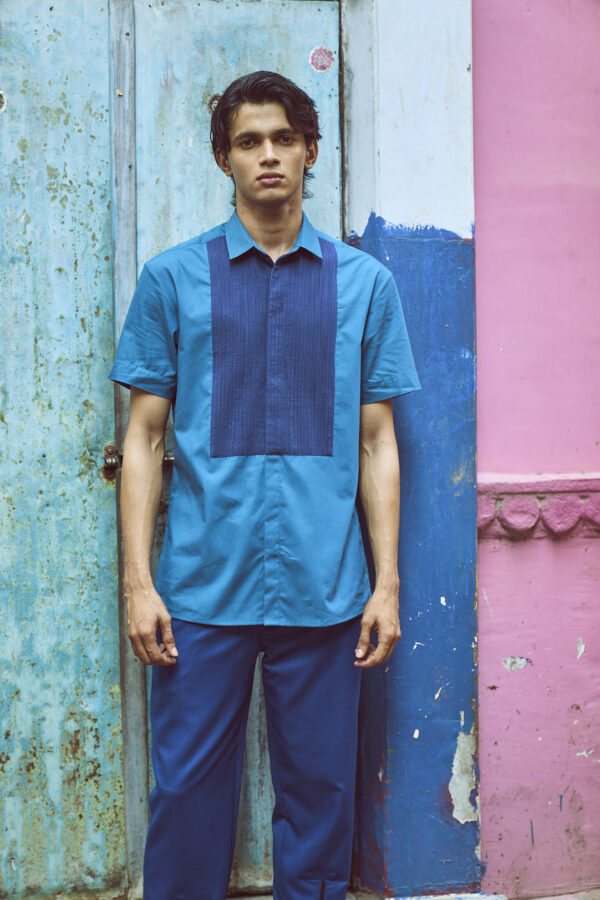 Half Sleeve Pintuck Bib Shirt - Image 5