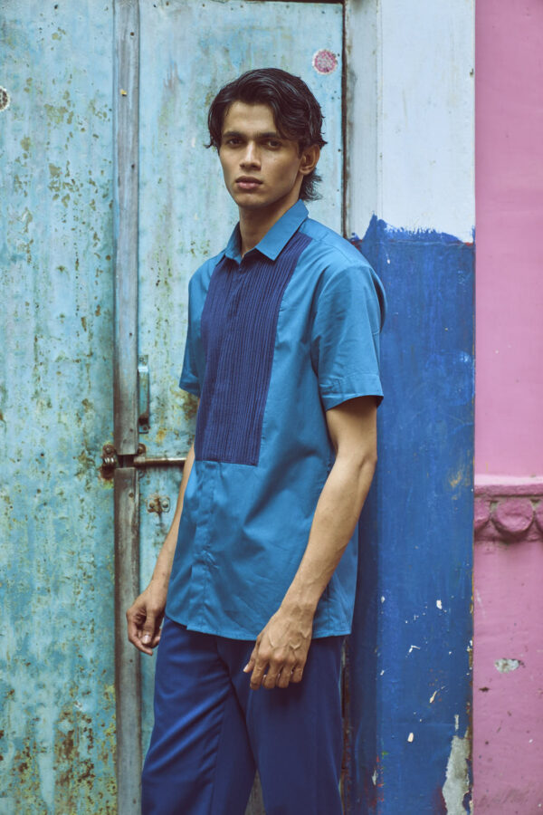Half Sleeve Pintuck Bib Shirt - Image 8