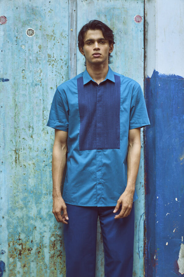 Half Sleeve Pintuck Bib Shirt - Image 9
