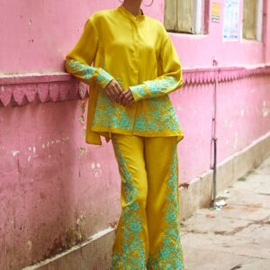 Placement Embroidered Pant Set