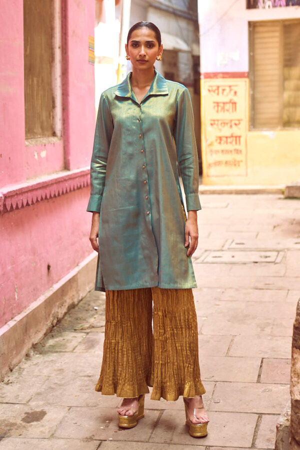 Longline Top & Crushed Pant Set