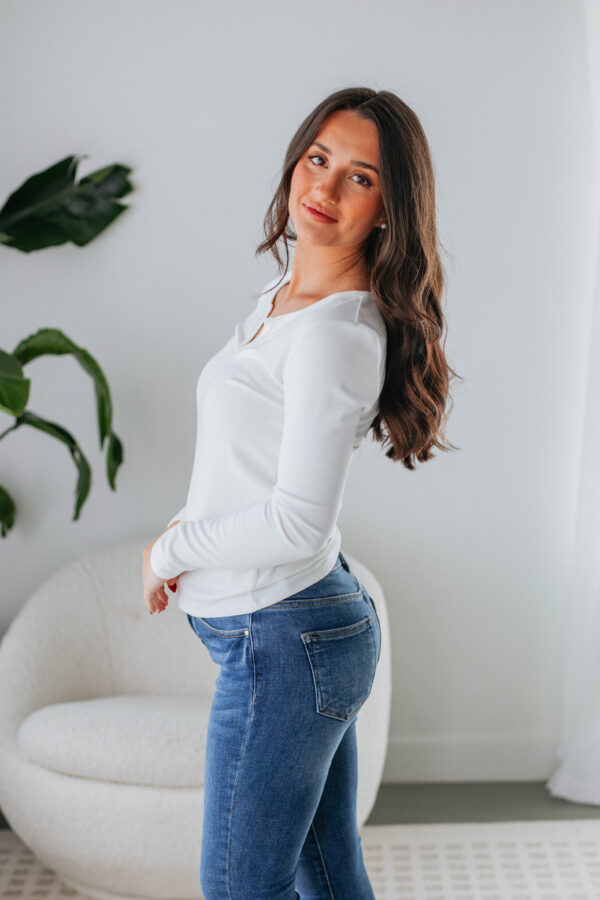 Dalston Long Sleeve Top - Ivory - Image 2