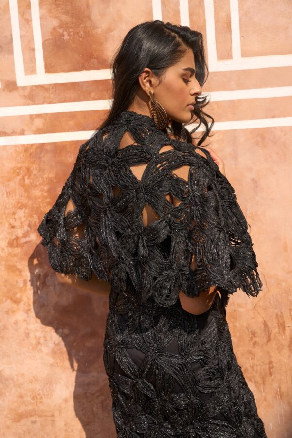 Metallic Lace Gown and Cape - Image 10