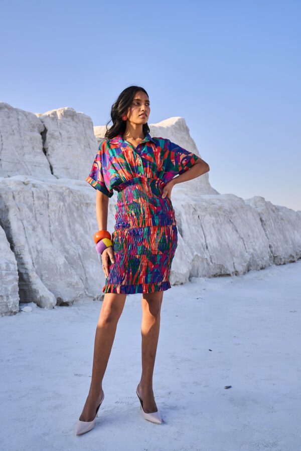 Abstract Smock Shirt Dress - Image 4