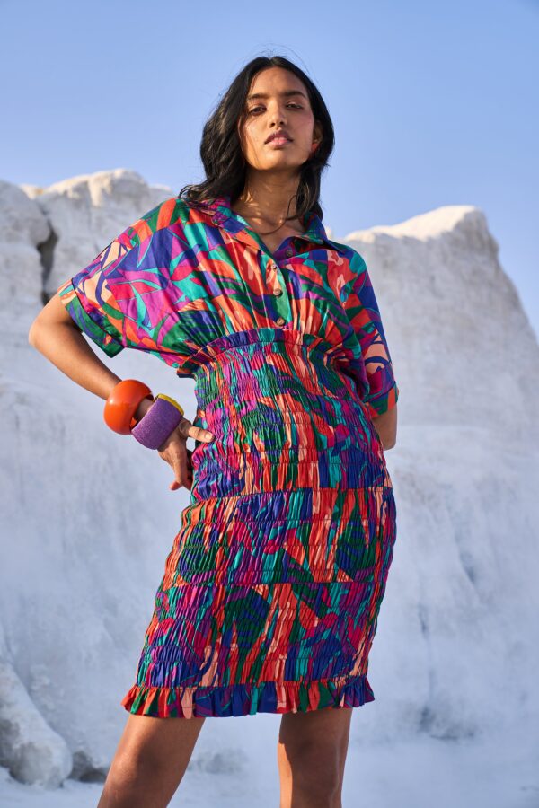 Abstract Smock Shirt Dress - Image 11