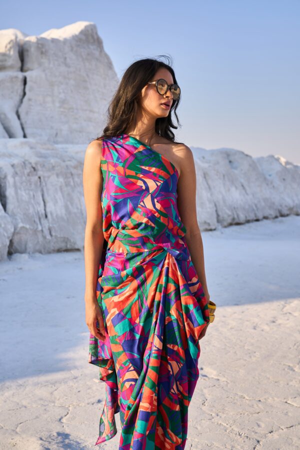 Abstract Printed Drape Top - Image 8