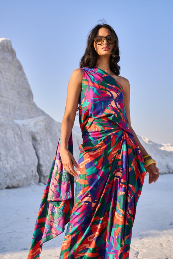 Abstract Printed Drape Top