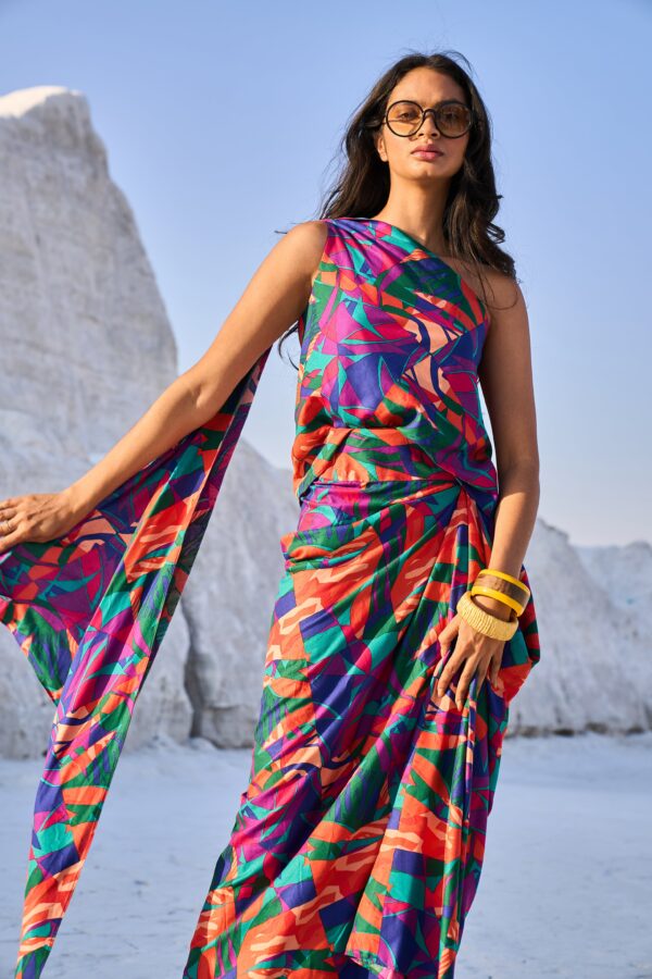 Abstract Printed Drape Top - Image 14
